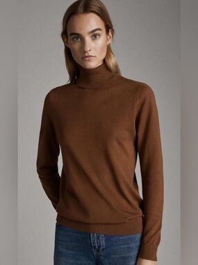 Massimo Dutti Light Brown Turtleneck Sweater